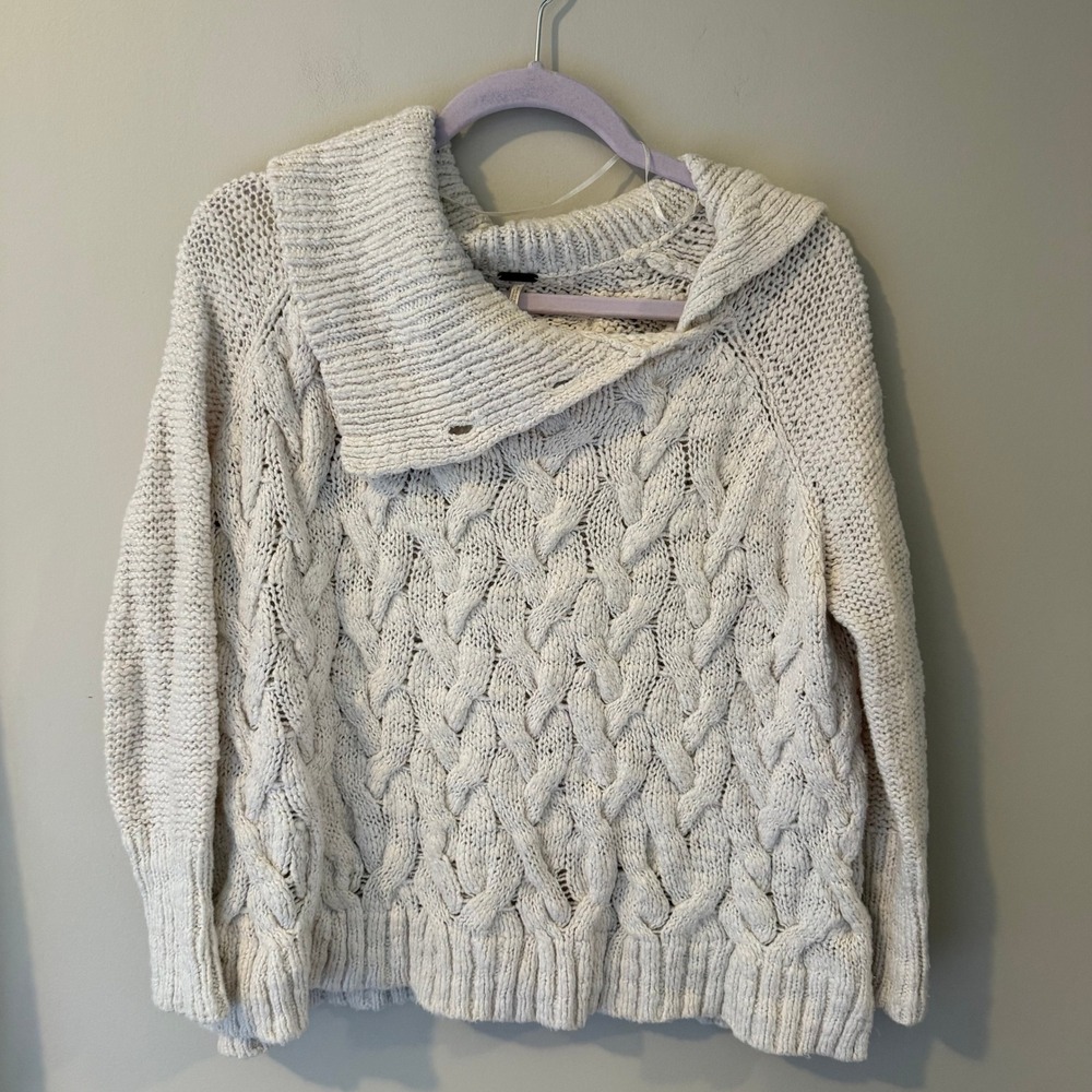 Size XS Free People Cream Cable Knit Cowl Sweater